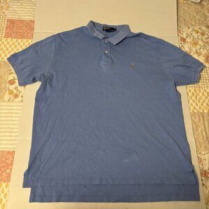 Polo Ralph Lauren Vintage Shirt Mens XL Blue Short Sleeve Classic Fit Flesh Pony
